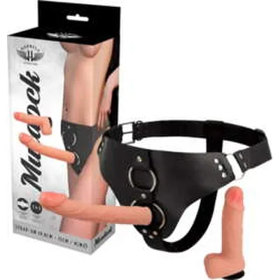 Harness Attraction Murdock Strap-On Doppio Dildo 19,8 e 15 cm con Imbracatura Regolabile