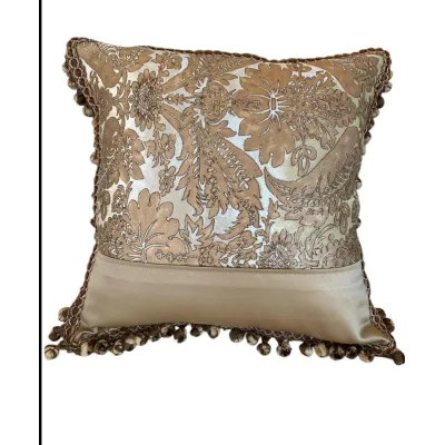 Cuscino quadrato Damascato con Frange