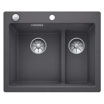 Blanco Lavello una vasca SX con vaschetta PLEON 6 Split 1521690 finitura grigio roccia da 61.5x51 cm - Sopratop