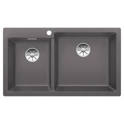 PRONTA CONSEGNA - Blanco | Lavello due vasche PLEON 9 1518909 finitura grigio roccia da 86x50 cm - Sopratop