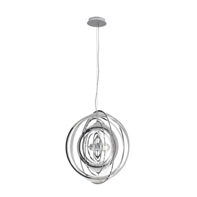 Lampadario a sospensione in metallo cromo, lampadina E27, 50x120cm