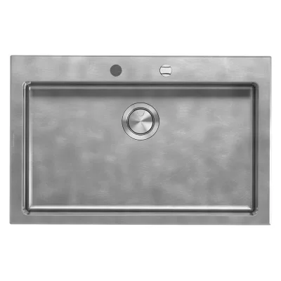 Barazza Lavello una vasca UNIQUE 1LUN81 finitura inox vintage da 79x51 cm - IN PROMOZIONE FINO AL 6/07