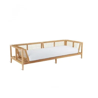 Unopiù Divano 3 posti SYNTHESIS in teak e fibra sintetica WaProLace da 260 cm - Con o senza cuscino
