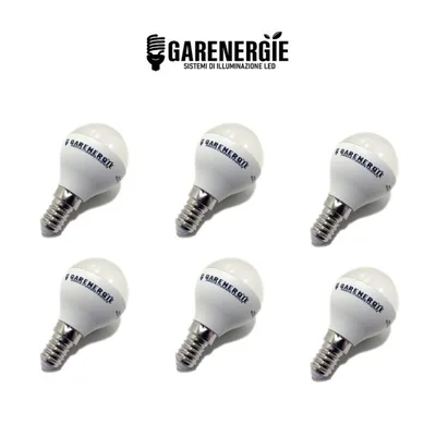 kit 6pz lampada led mini globo g45 5w e14 luce calda 3000k