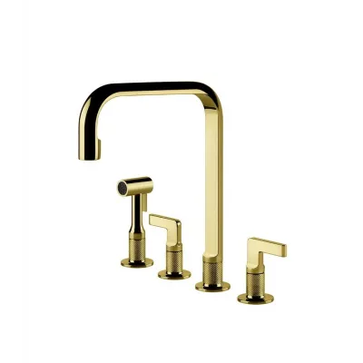Gessi Miscelatore a 4 fori Inciso Collection 58703 716 finitura Gold Brushed PVD
