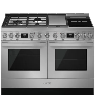 Smeg S Cucina CPF120IGMPX con doppio forno termoventilato e piano cottura misto finitura inox da 120x90 cm