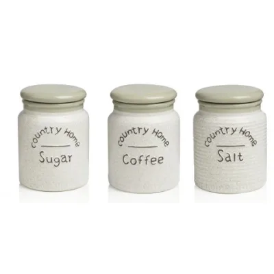 3 BARATTOLI Zucchero - Sale - Caffè COUNTRY CHIC