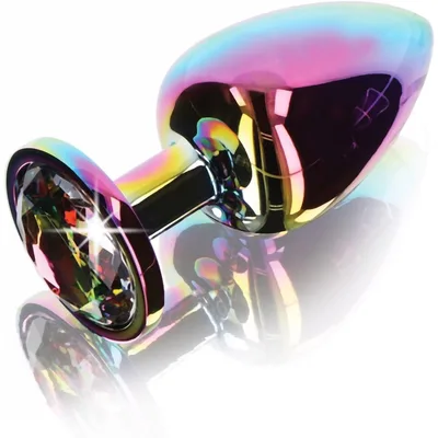 Plug Anale alluminio Large twilight con gioiello Rainbow dilatatore ano metallo