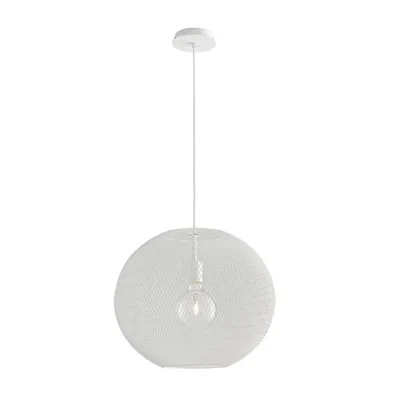 Lampadario a sospensione in metallo bianco, rete metallica, 1 luce E27, 50x154cm