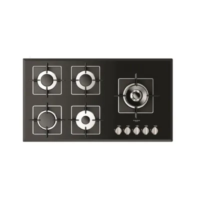 Fulgor Piano cottura a gas FCH 905 G DWK BK finitura vetro nero da 91 cm