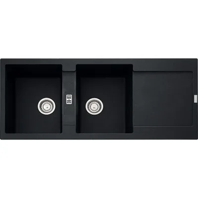 Franke: Lavello due vasche con gocciolatoio Maris MRG 621 114.0157.498 finitura fragranite nero da 116x50 cm