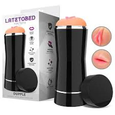LateToBed Dupple Masturbatore Uomo TPE Doppio Ingresso Bocca Vagina 20 cm