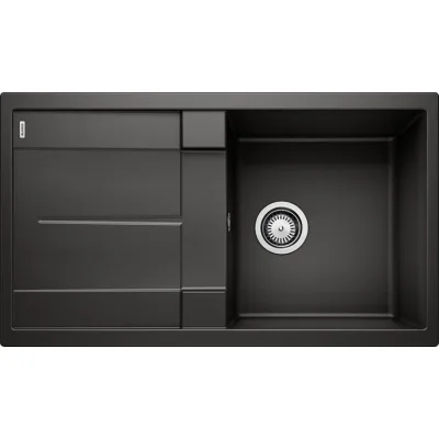 Blanco Lavello una vasca con gocciolatoio METRA 5 S 1525919 finitura nero da 86x50 cm - Sopratop