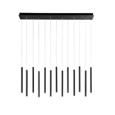 Sospensione moderna in metallo nero, 13 pendenti LED 65W, CCT, 107.5x200cm