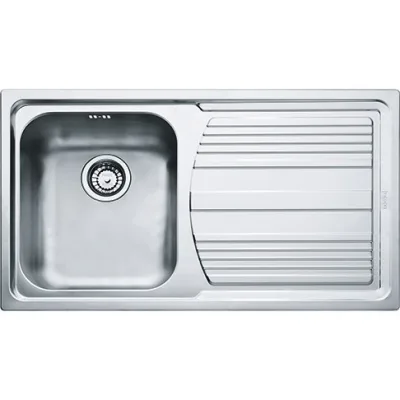 Franke: Lavello una vasca con gocciolatoio a destra Logica Line LLX 611-L 101.0085.775 finitura inox satinato da 86x50 cm