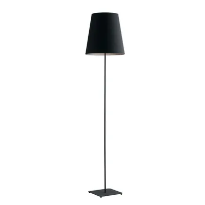 Piantana in metallo nero con paralume in tessuto, 1 luce E27, 34x155cm