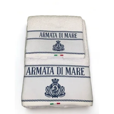ASCIUGAMANO 1+1 40x60 + 60x110 ADM ARMATA DI MARE 500gr TOP QUALITY VARI COLORI