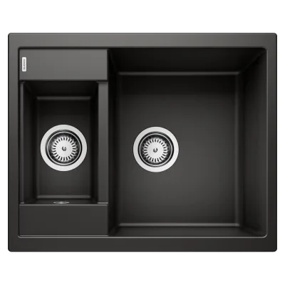 Blanco | Lavello una vasca con vaschetta METRA 6 1525923 finitura nero da 61.5x50 cm - Sopratop