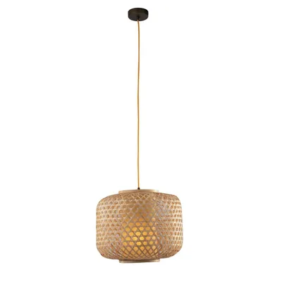 Lampadario a sospensione in bambù naturale, 1 luce E27, 40x120cm