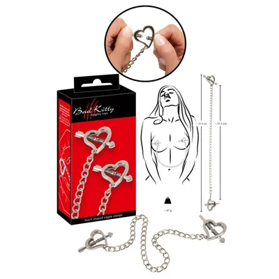 Pinzette per capezzoli a cuore incatenati Bad Kitty morsetti capezzoli bondage