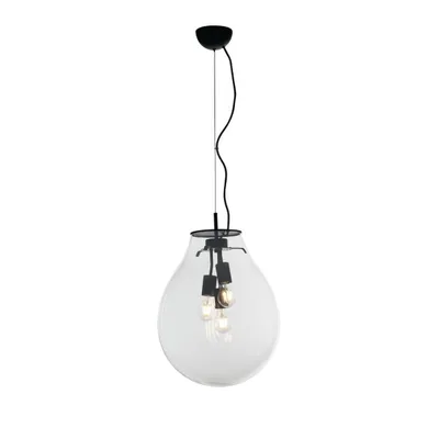 Lampadario a sospensione in vetro e metallo, max 60W, 174x38cm