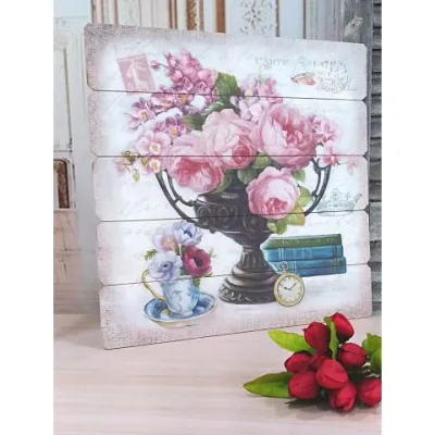 Quadro per Soggiorno dipinto su legno Country Chic ROMA 4