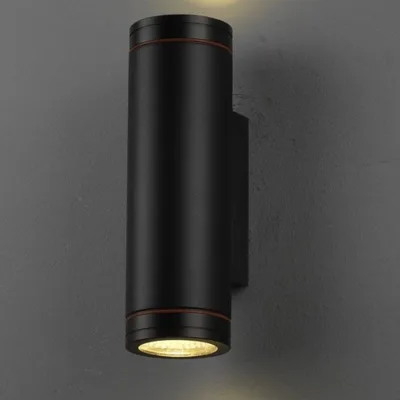 Applique 2x5w led biemissione 6500k b.freddo nero ip44 per esterni