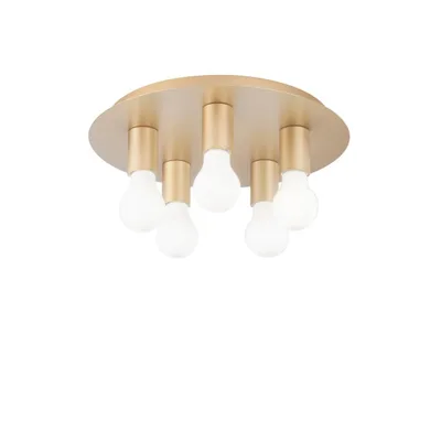 Plafoniera minimalista in metallo oro, 5 luci E27, 35x8.6cm