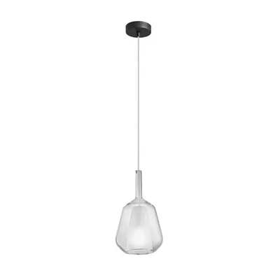 Sospensione in vetro trasparente, lampadina E27, 18x236cm