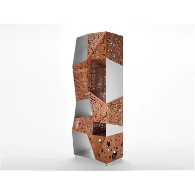 Horm Credenza Riddled Totem art. ES007X in metallo e legno da L.70 cm e H.205 cm - 5 ante