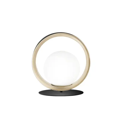 Lume da tavolo nero, oro e bianco in alluminio, lampadina G9, 25x24cm
