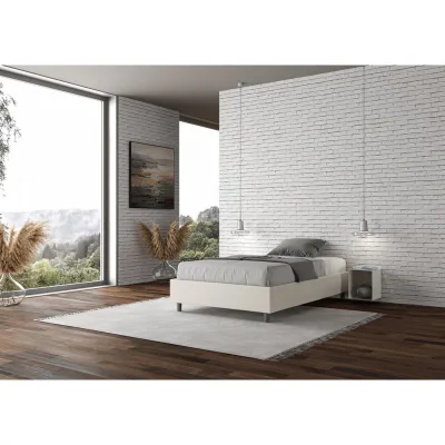 Ityhome Letto una piazza e mezza sommier Azelia in similpelle da 120 cm