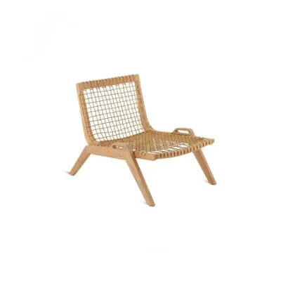 Unopiù Poltrona lounge impilabile SYNTHESIS in teak e fibra sintetica WaProLace - Con o senza cuscino