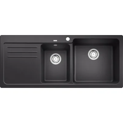 Blanco Lavello una vasca con gocciolatoio sx NAYA 8 S 1525779 finitura antracite da 116x50 cm - Sopratop