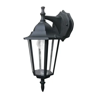 Applique lanterna per esterni nera in alluminio e vetro, 1 luce E27, 20.8x36cm