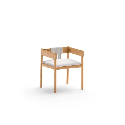 Unopiù Sedia con braccioli CORA in legno teak e corda - Con cuscino di seduta - IN PROMOZIONE FINO AL 6/07