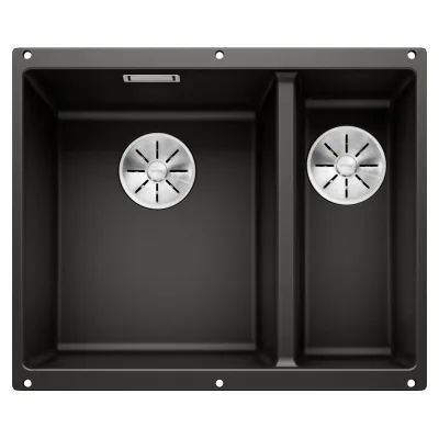 Blanco Lavello una vasca SX con vaschetta SUBLINE 340/160-U 1525985 finitura nero da 55.5x46 cm - Sottotop