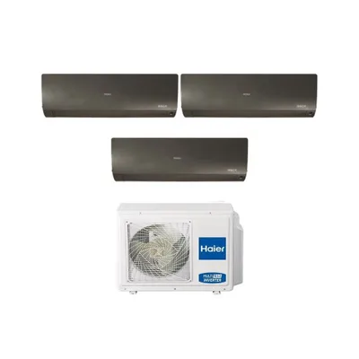 Climatizzatore Condizionatore HAIER Trial Split 7+12+15 Serie FLEXIS PLUS BLACK Inverter Con 3U70S2SR3FA R-32 WI-FI INTEGRATO 7000+12000+15000 A++/A+