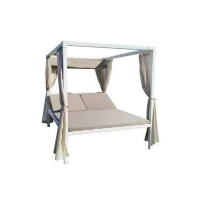 RD Italia Letto a baldacchino VICTOR con struttura in alluminio da 206x172 cm - Con 2 schienali reclinabili