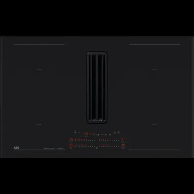 AEG Piano cottura a induzione con cappa filtrante integrata NCP 84C01 AZ in vetroceramica nero da 83 cm