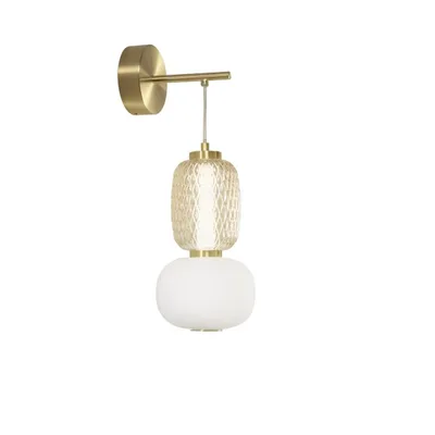 Applique LED oro elegante in metallo e vetro, 18W, Luce calda, 55x22cm