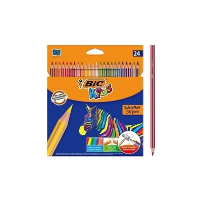 Bic Kids Evolution Stripes Conf. 24 matite colori assortiti Punta ultra resistente Piombo pigmentato 3,20mm 950525