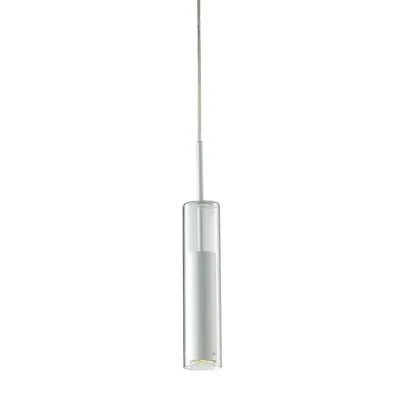 Lampadario a sospensione bianco in vetro e metallo, lampadina GU10, 7x170x43.5cm