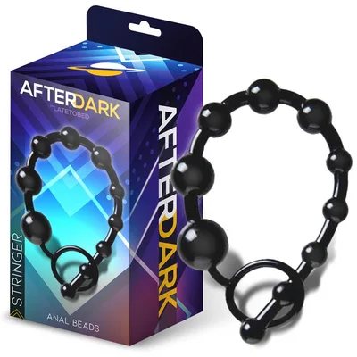 Perline Anali AfterDark Stringer 30 cm Silicone Nero Sfere Graduate
