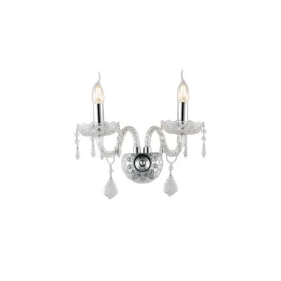 Applique luxury cromo in vetro e cristalli, 2 luci E14, 40x34cm
