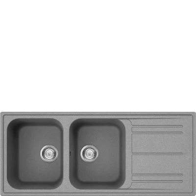 Smeg Lavello due vasche con gocciolatoio LZ116CT finitura cemento da 116 cm