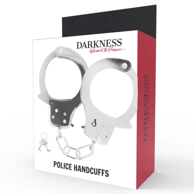 Manette BDSM Darkness Police Handcuffs metallo argento catena 2 chiavi unisex