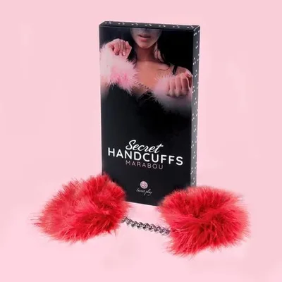 Secret Play Manette Marabou Rosse Piume Catena Metallo 3415R Bondage