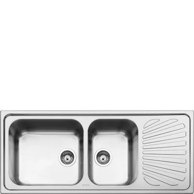 Smeg Lavello due vasche con gocciolatoio a destra SG116D finitura acciaio inox spazzolato da 116 cm - IN PROMOZIONE FINO AL 30/06