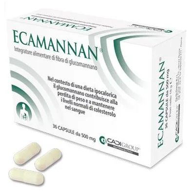 Ecamannan Integratore di Fibra di Glucomannani 36 Capsule